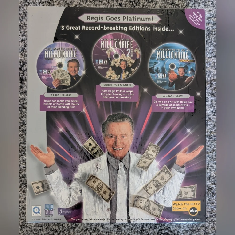 New Sealed 3 Disc CD ROM Platinum Edition Who Wants To Be A Millionaire Regis